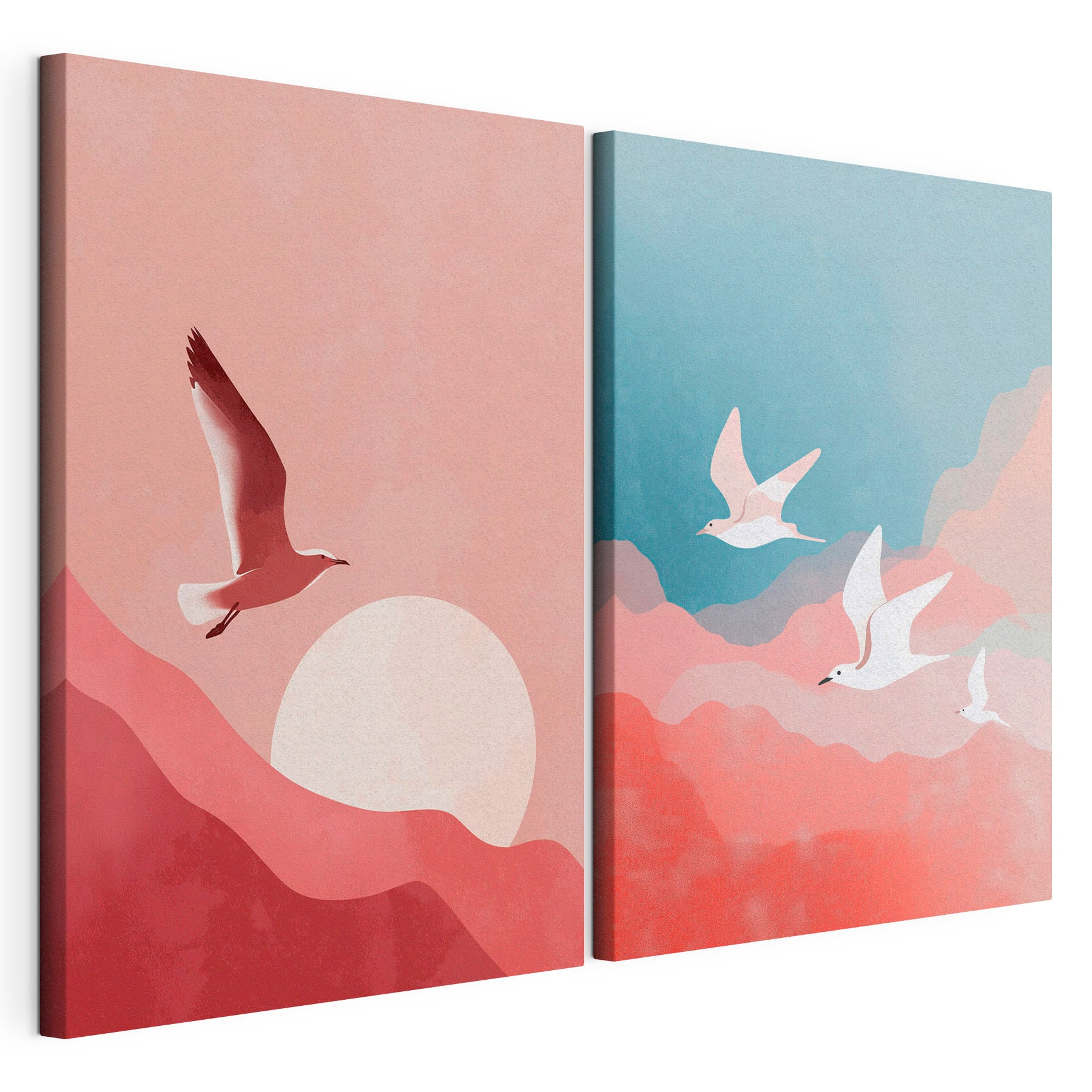 Two birds flying in the sky