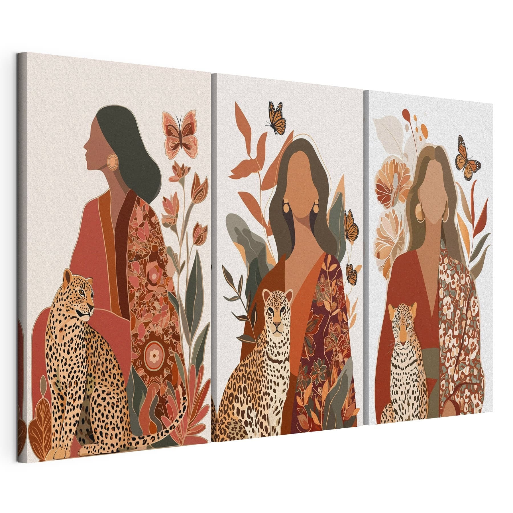 Woman sitting with a cheetah