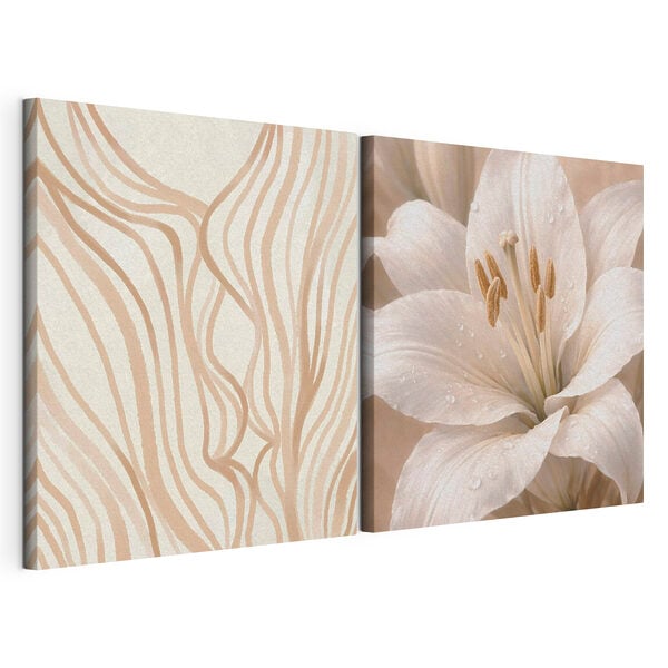 Modularer Leinwanddruck Fließende Linien und elegante Lilien