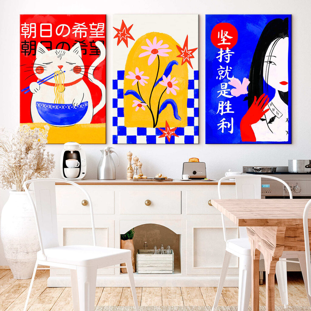 Group of paintings with flowers
