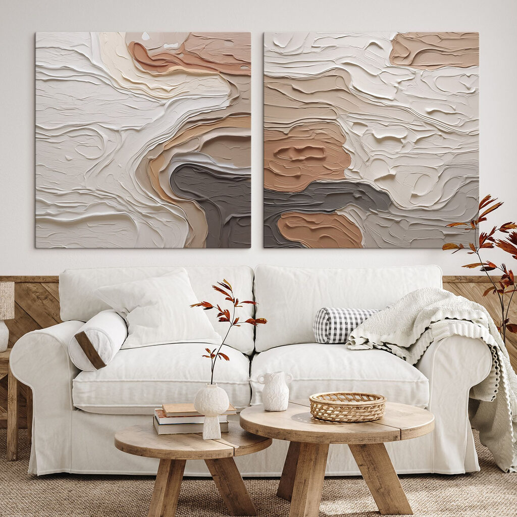 Fluid lines in warm, earthy tones