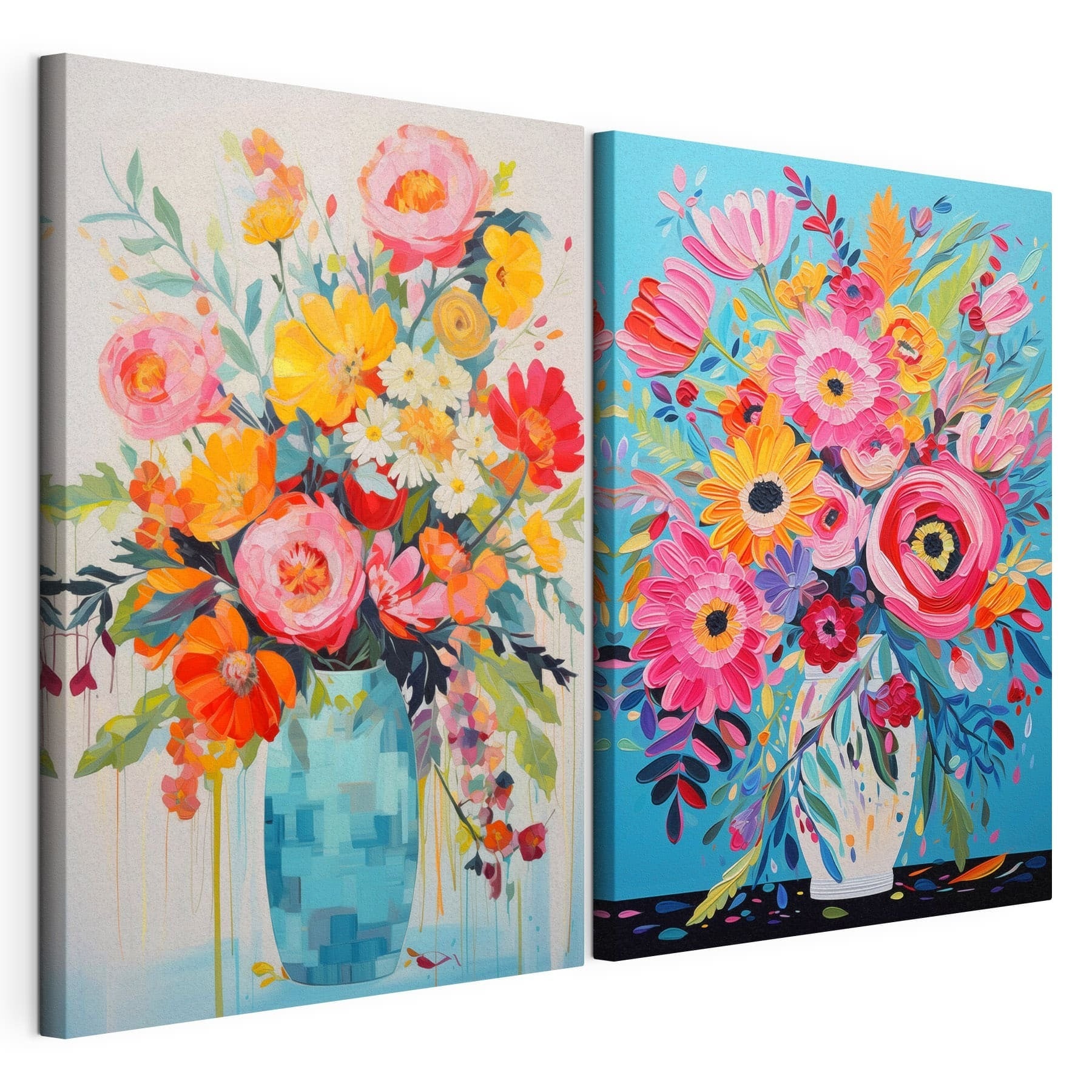 Collage of paintings of flowers