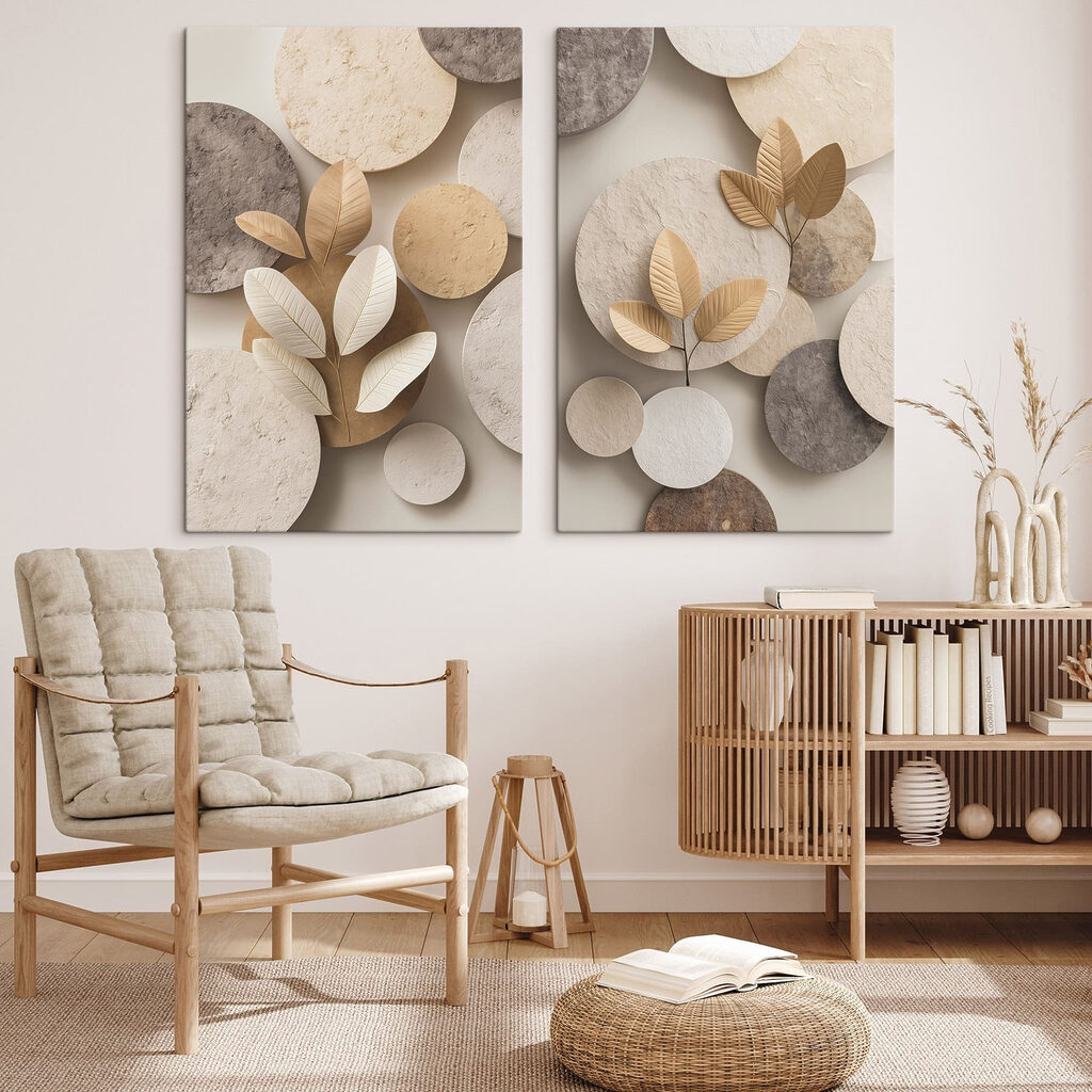 Collage of images of circles and leaves