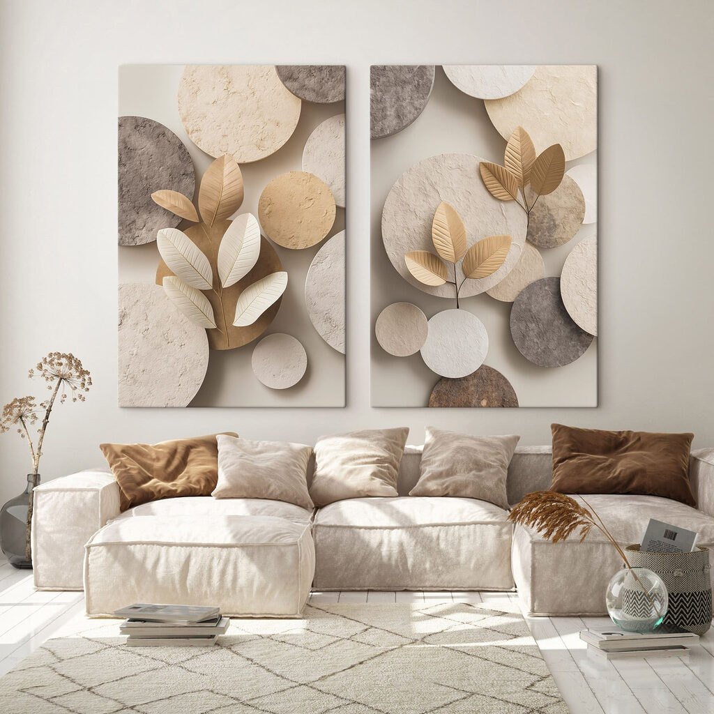 Collage of images of circles and leaves