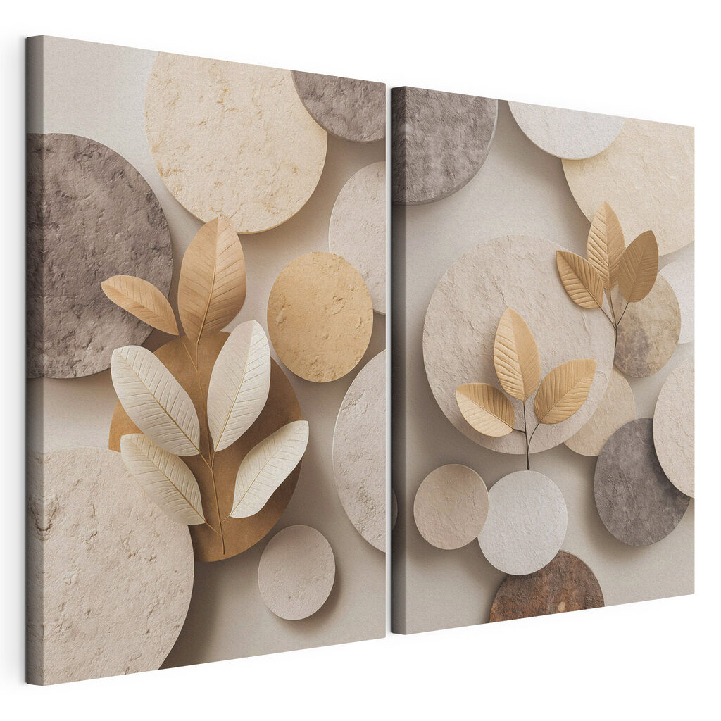 Collage of images of circles and leaves