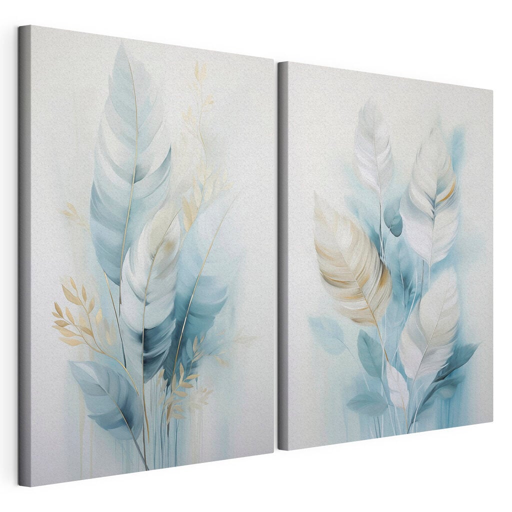 Painting of feathers and leaves