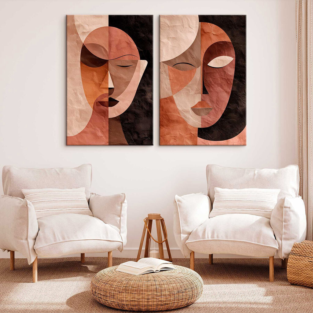 Couple of faces with different colors