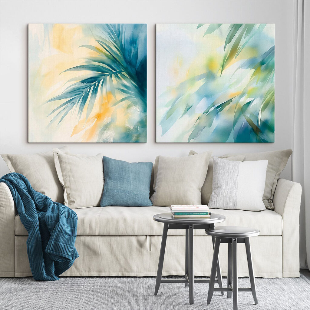 Watercolor painting of leaves