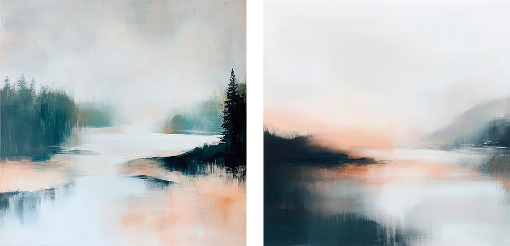 Painting of a lake and a tree