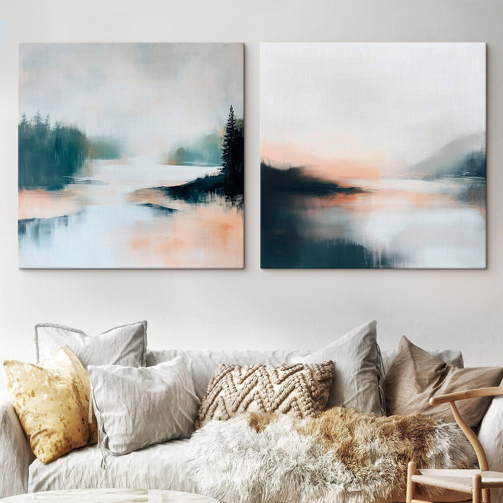 Painting of a lake and a tree