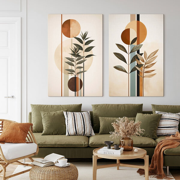 Two images of plants and circles