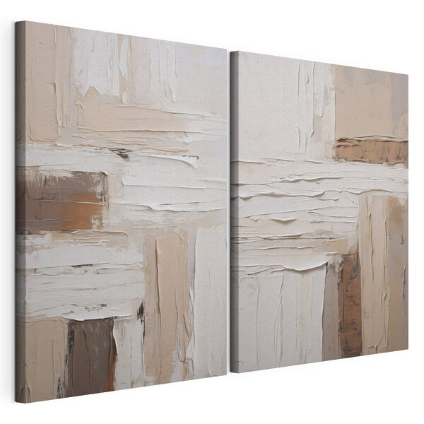 Collage of white and brown paint