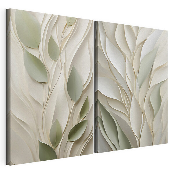 Modularer Leinwanddruck Von der Natur inspirierte Muster in sanften Farbtönen
