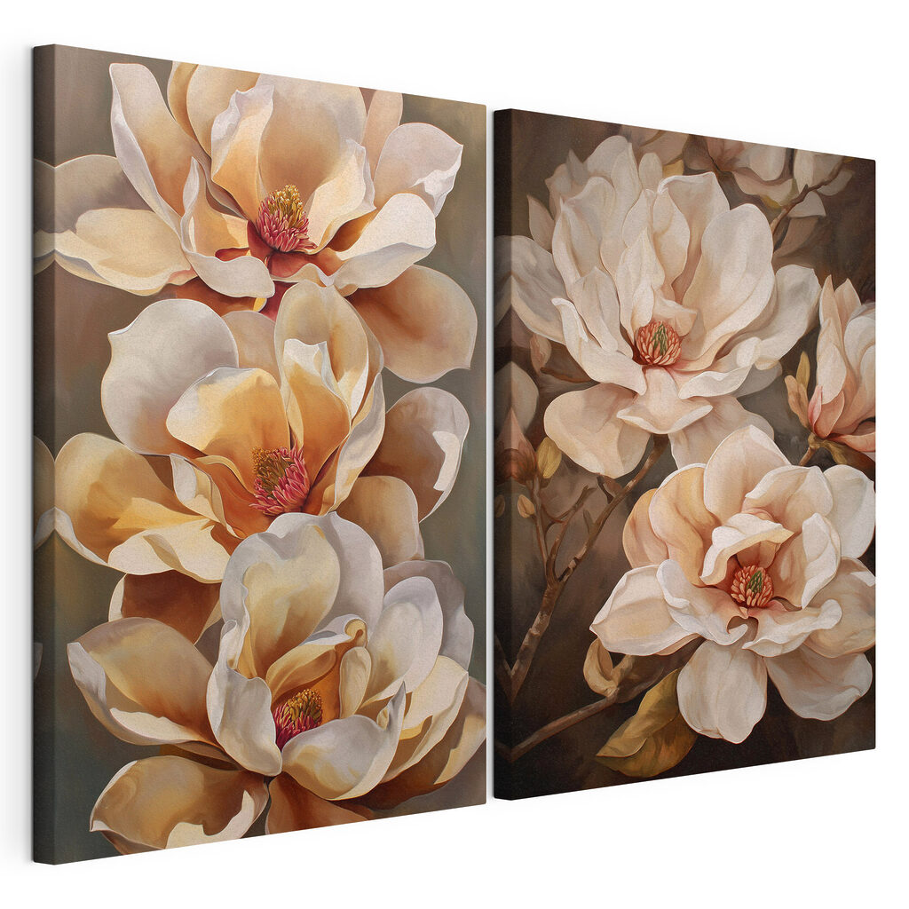 Painting of flowers on a branch
