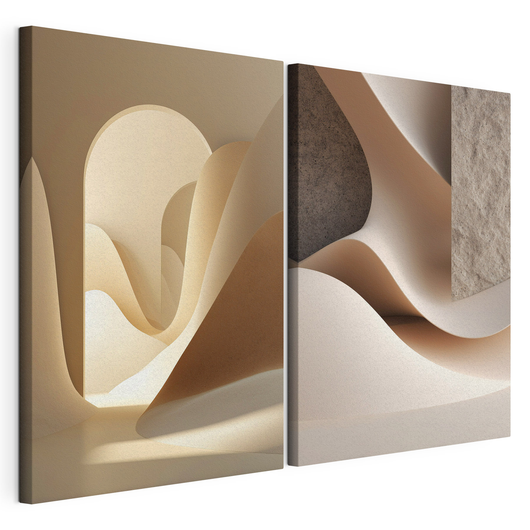 Collage of a room with a curved object