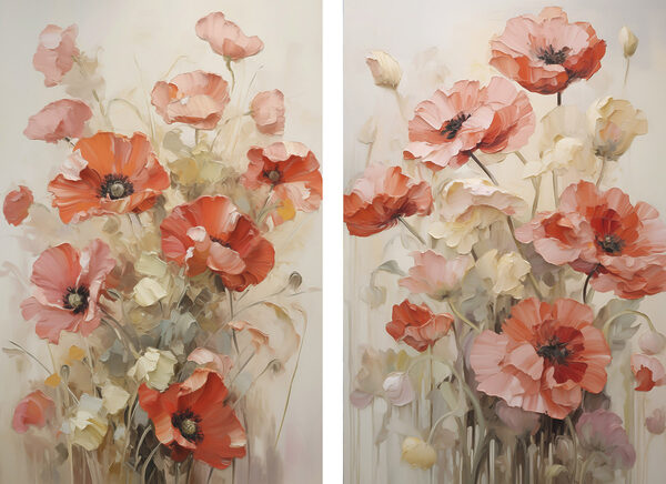 Painting of flowers on canvas