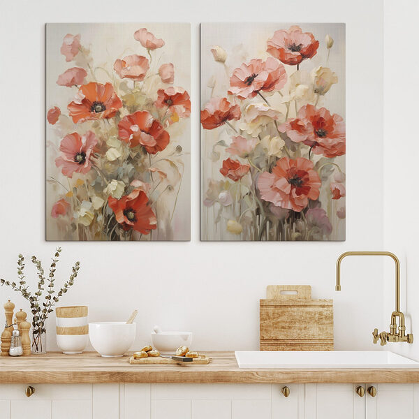 Painting of flowers on canvas