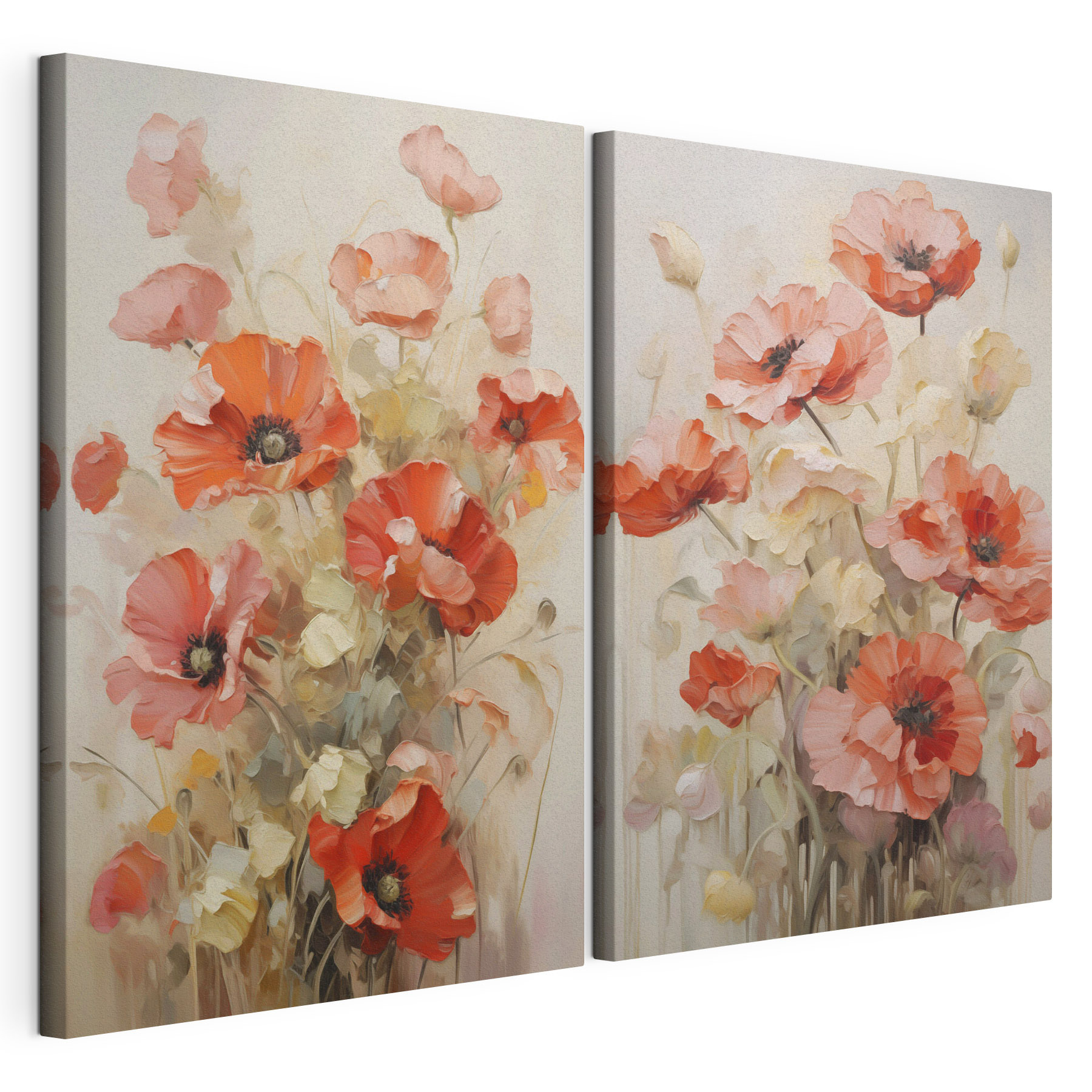 Painting of flowers on canvas