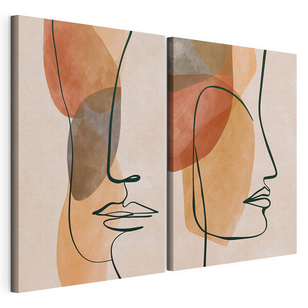 Modularer Leinwanddruck - Abstrakte Profile in sanften Farbtönen