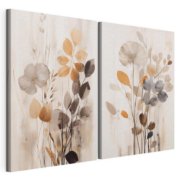 Modularer Leinwanddruck Gemälde mit Blumen und Blättern