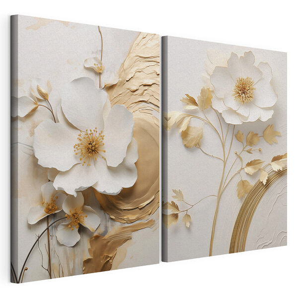 Modularer Leinwanddruck - Elegantes Blumenmuster für eine atemberaubende Dekoration