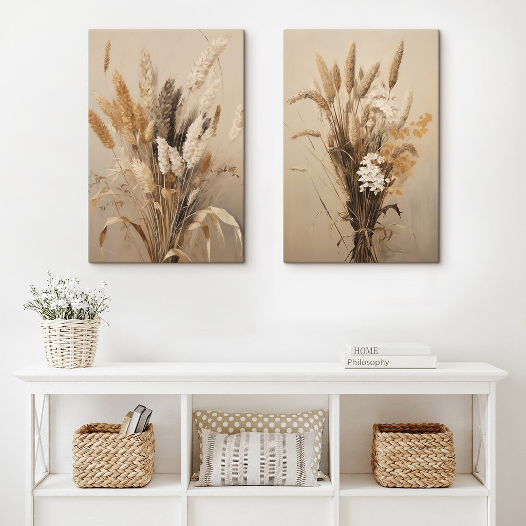 Painting of wheat and flowers