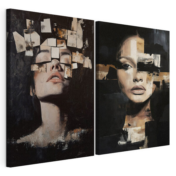 Modularer Leinwanddruck Collage des Gesichts einer Frau