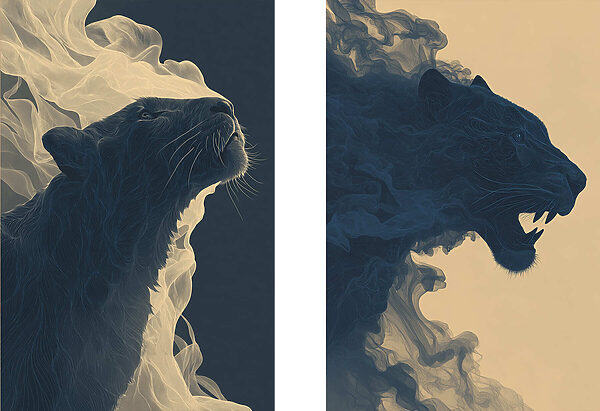 Collage of a lion