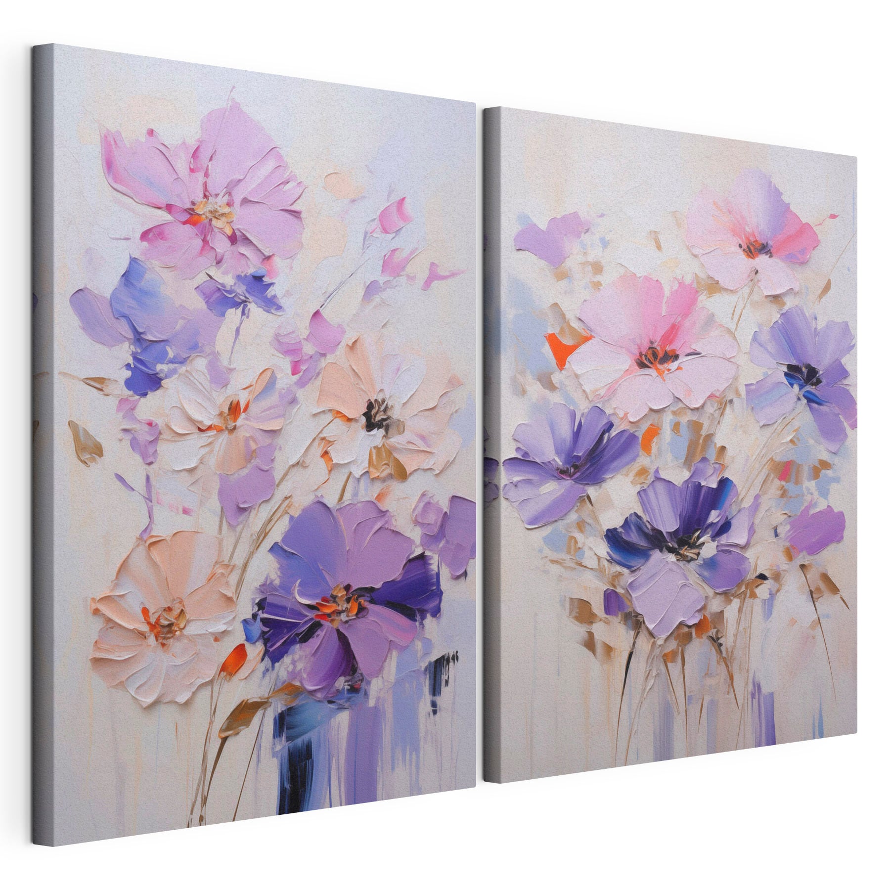 Painting of flowers on canvas