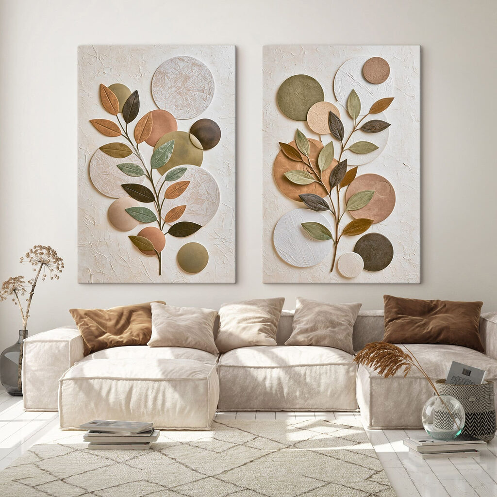 Collage of a plant with leaves and circles