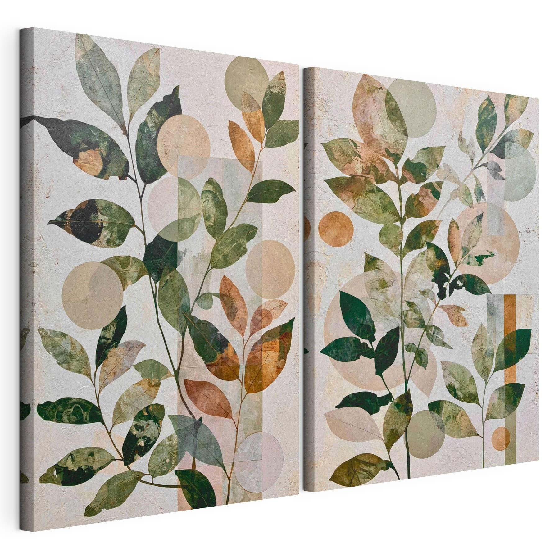Painting of leaves and circles