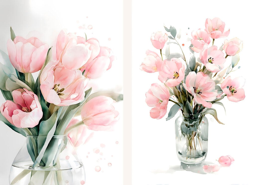 Couple of pink flowers in a vase