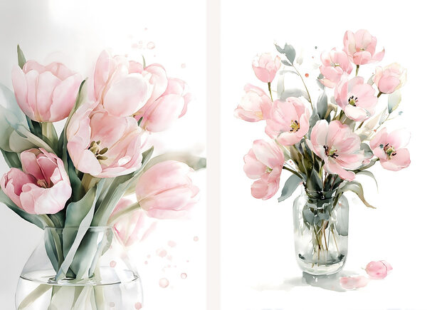 Couple of pink flowers in a vase