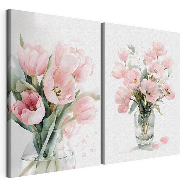 Couple of pink flowers in a vase