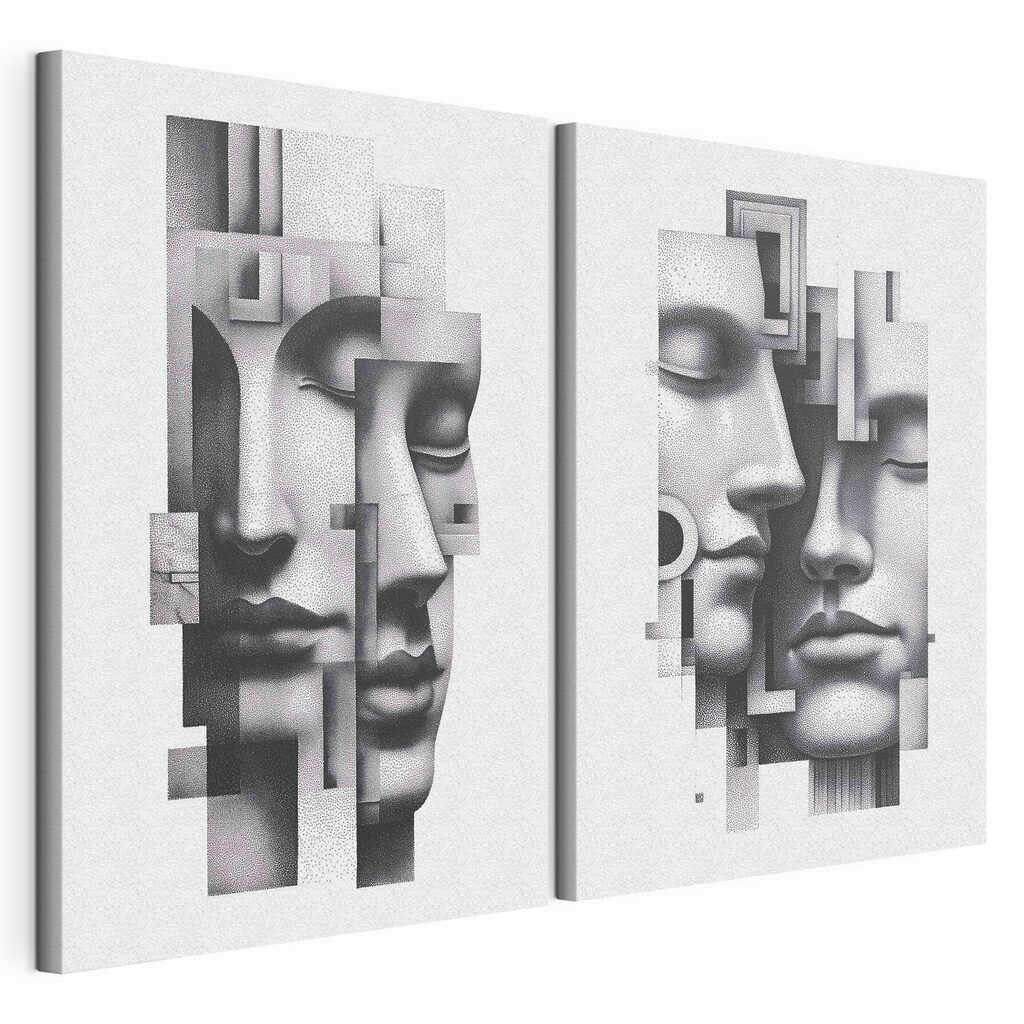 Faces intertwined in abstract harmony
