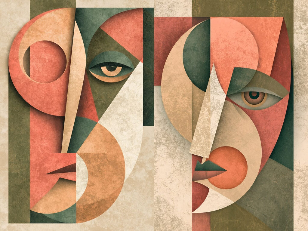 Couple of faces with different colors