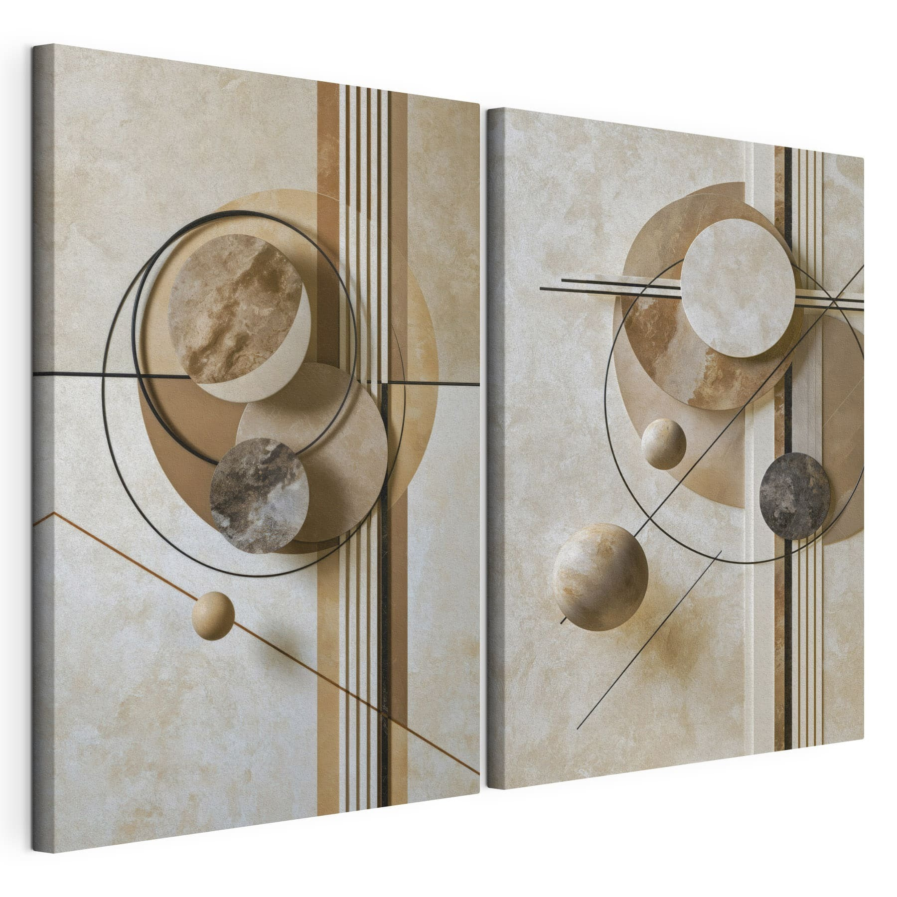 Collage of art with circles and lines