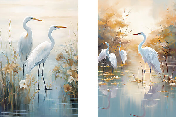 Couple of white birds in water