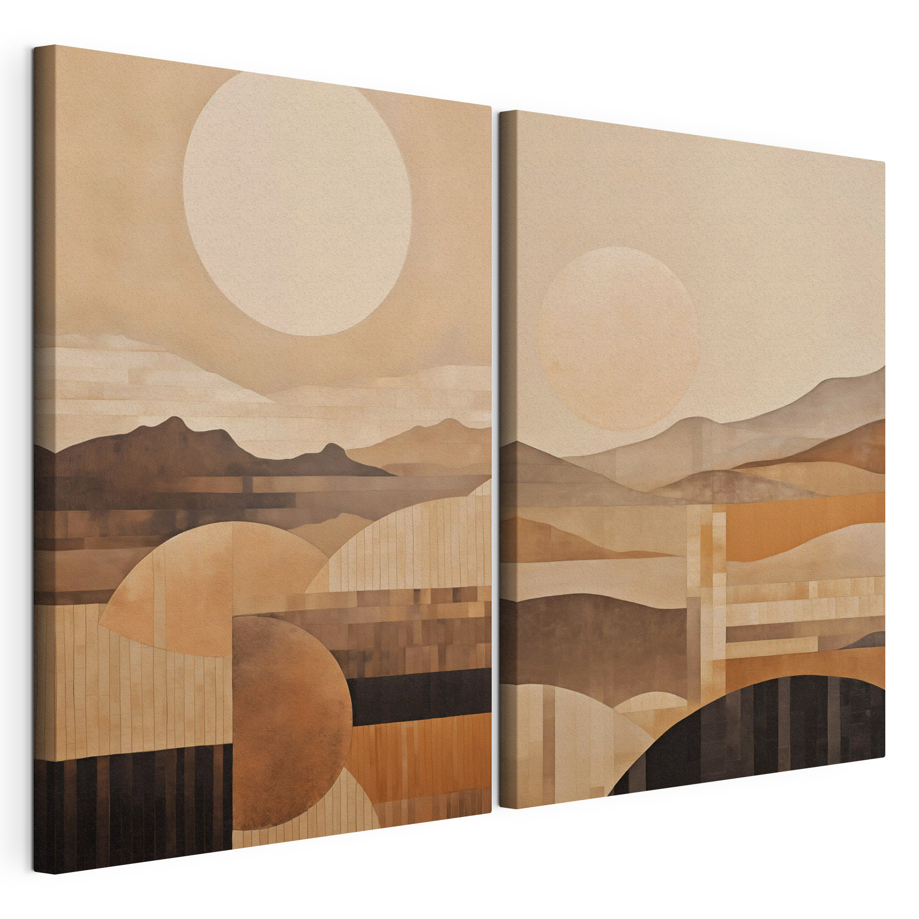 Painting of hills and sun