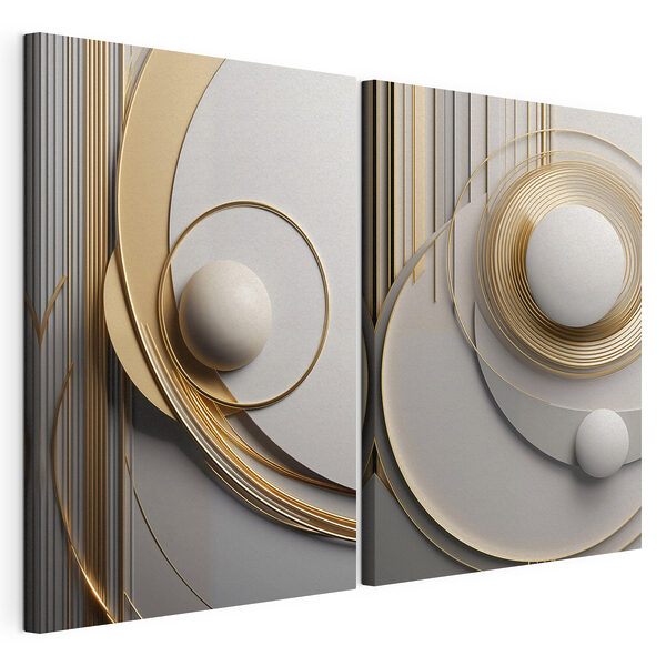 Modularer Leinwanddruck Elegante Kurven und Kugeln in Harmonie
