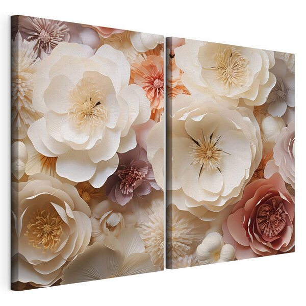 Modularer Leinwanddruck Collage aus Papierblumen