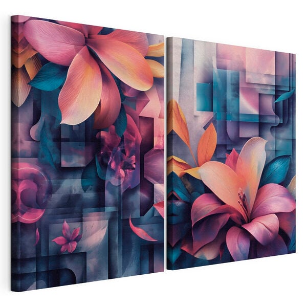 Modularer Leinwanddruck Blumen-Collage