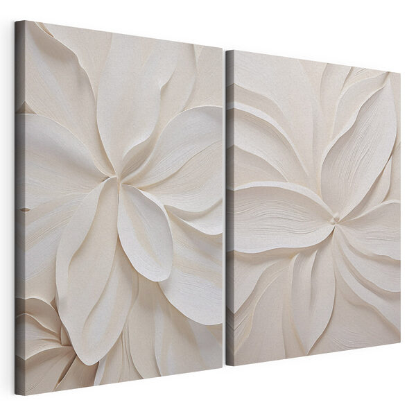Modularer Leinwanddruck Collage aus weißen Papierblumen