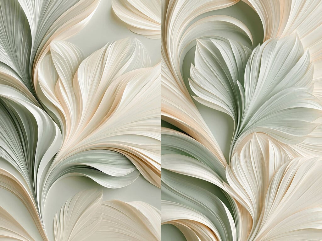 Collage of a white and green floral design
