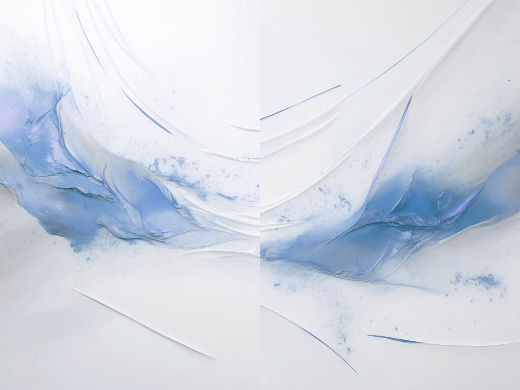 Collage of blue and white paint
