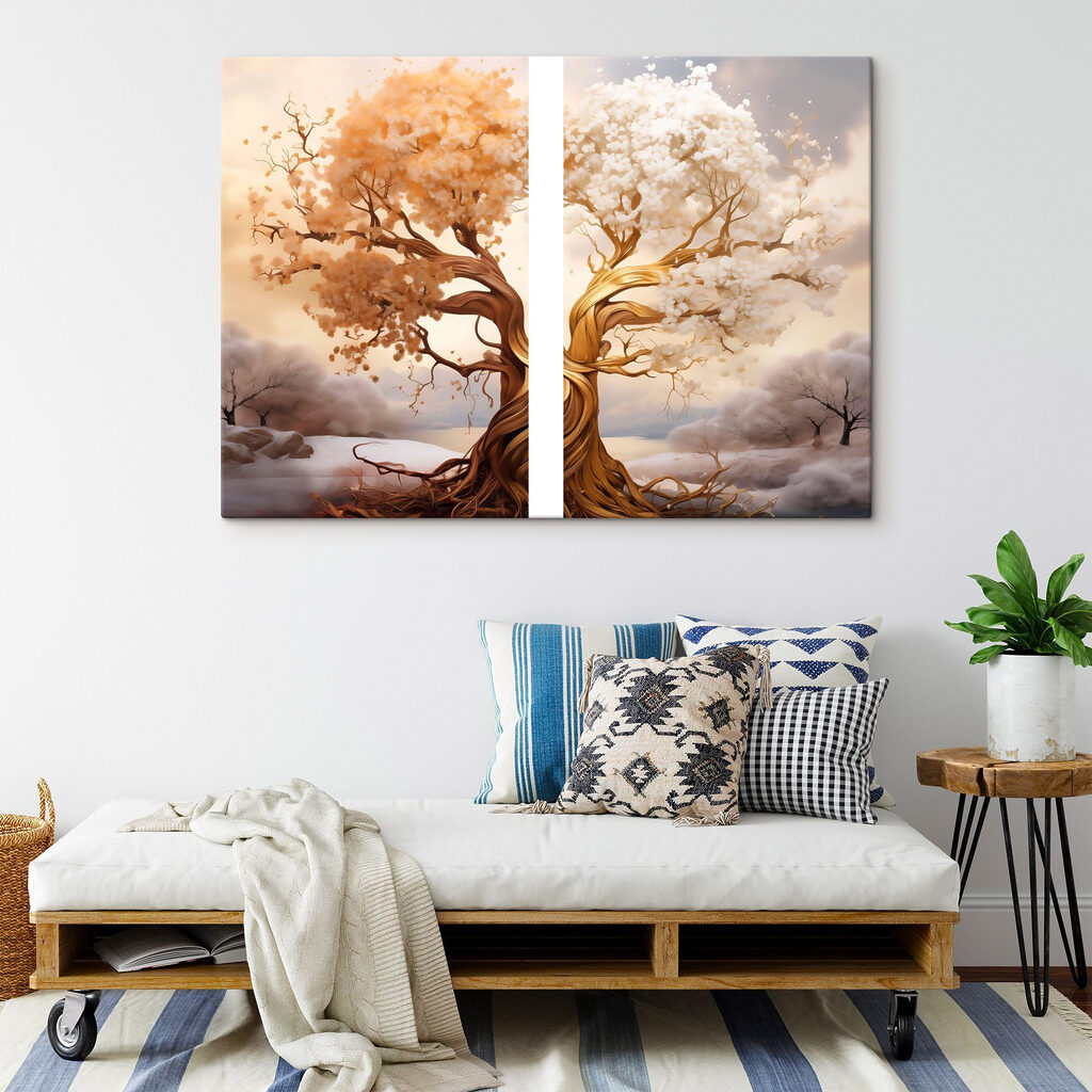 Tree with white and yellow leaves