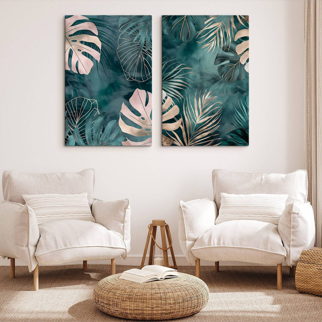 Lush foliage on vibrant background