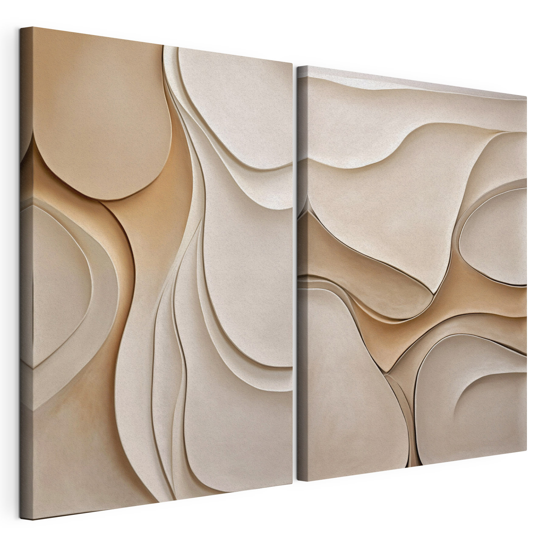 Collage of white and brown wavy shapes