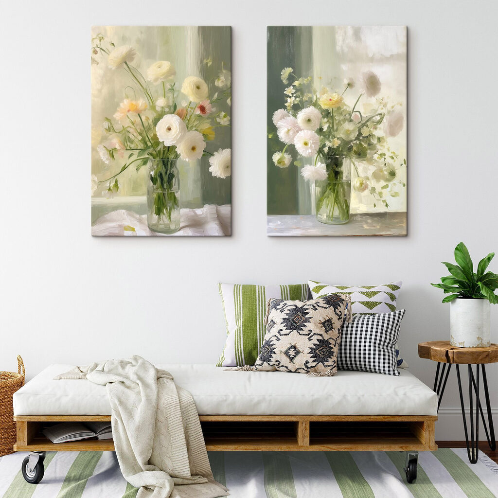 Collage of flowers in a vase