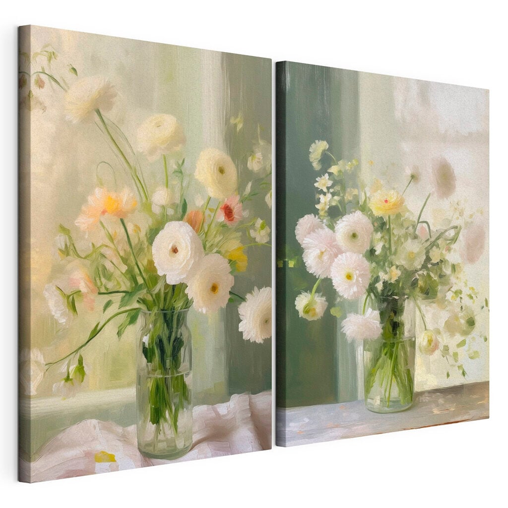 Collage of flowers in a vase